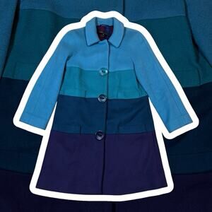 Marc Jacobs Wool Blend Color Block Coat Teal Blue Purple Size Small Women’s